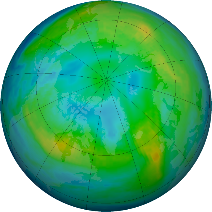 Arctic ozone map for 30 October 1984